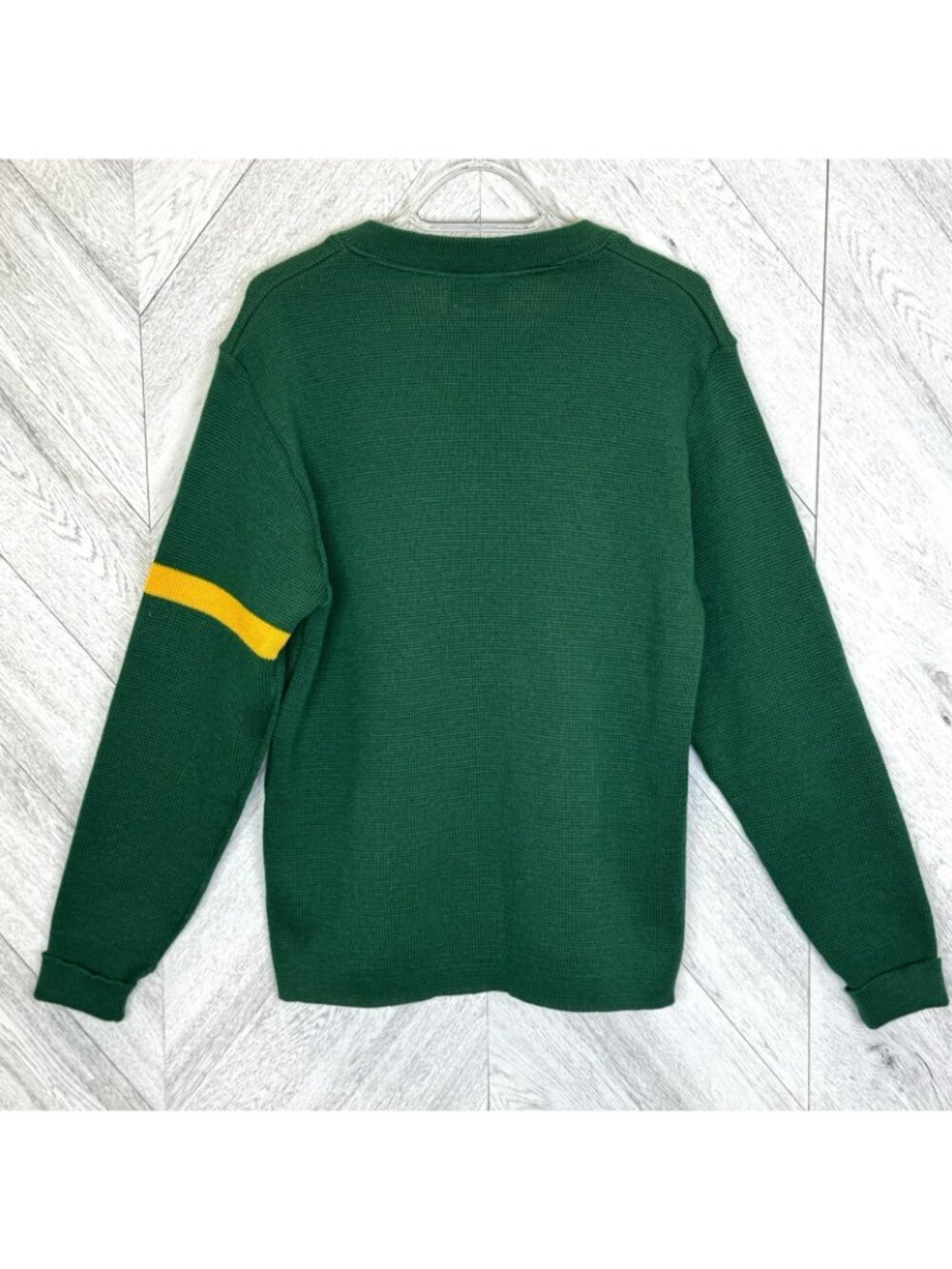 Vintage 60's University of Alberta Letterman Sweater Green V Neck Mens Medium - Picture 4 of 4